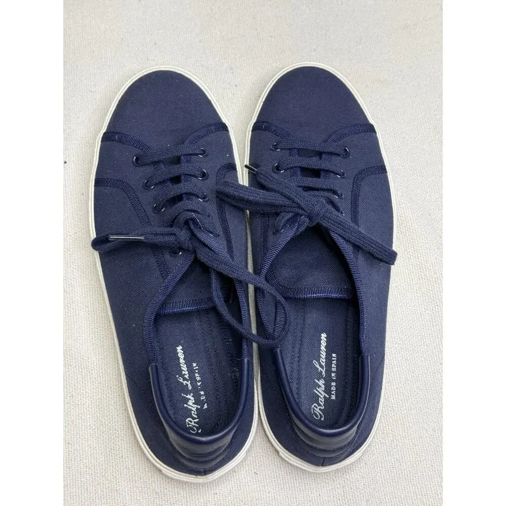 Ralph Lauren Bayston Cotton Men's Canvas Sneaker - Navy - Size 8 D